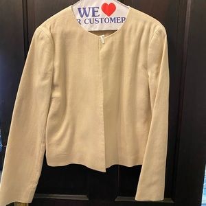 Theory Womens Beige Collarless Crop Jacket Sz 6/8